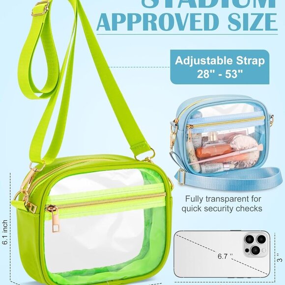 Multicolored Adjustable Clear Crossbody Bags - Perfect for Concerts & Sports - Picture 2 of 6
